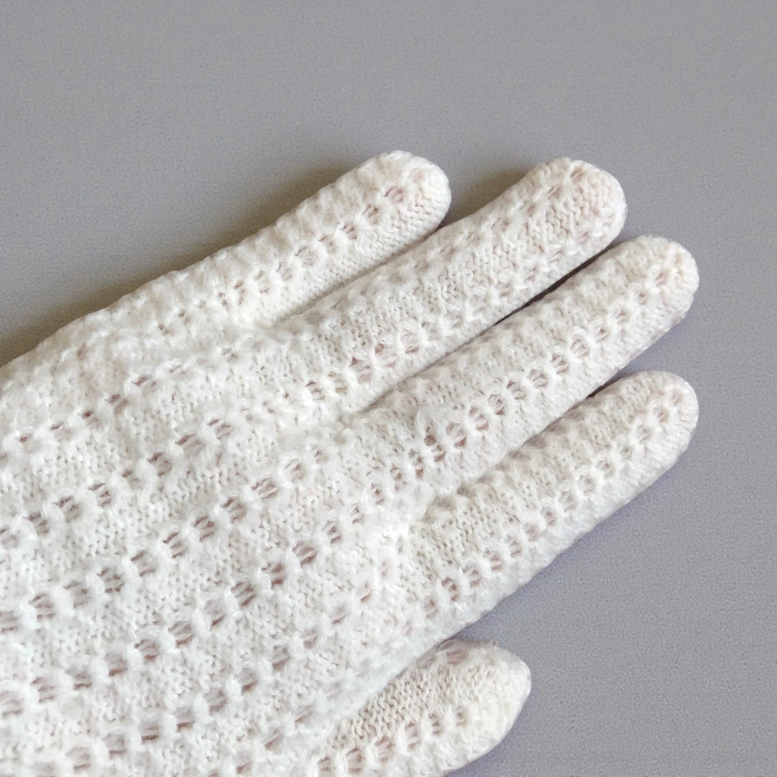 ✿ Luvas Vintage em Malha AjourÉe – Branco Brilhante ✿ – photo 3